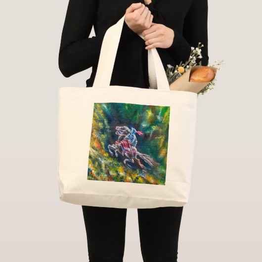 GRAND TOTE BAG KNIGHT LANCELOT, CHEVAL EN FORÊT VERTE (Devant (produit))