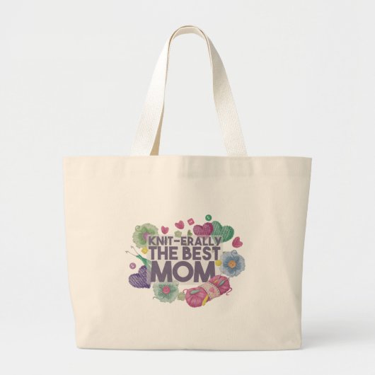 Grand Tote Bag Knit-erally la meilleure maman (Devant)