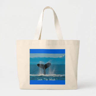 Grand Tote Bag La baleine de bosse, sauvent la baleine !