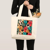 Grand Tote Bag La Crowd of cats (Devant (produit))
