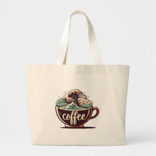 Grand Tote Bag La Grande Vague De Café