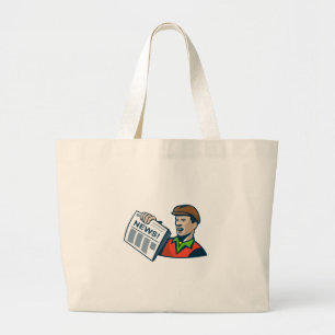 Grand Tote Bag La livraison de journal de vendeur de journaux