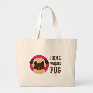 Grand Tote Bag La maison est où le carlin est carlin Fourre-tout