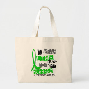 Grand Tote Bag La maladie de Lyme je porte le vert de chaux pour