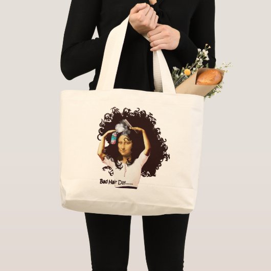 Grand Tote Bag La mauvaise journée des cheveux de Mona Lisa (Devant (produit))