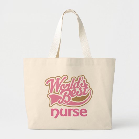 Grand Tote Bag La meilleure infirmière des mondes roses mignons (Devant)