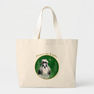 Grand Tote Bag La paix de Shih Tzu sur Terre