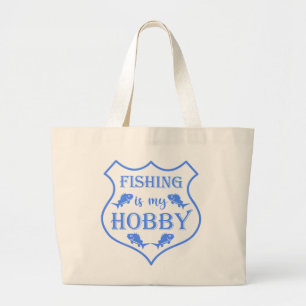 Grand Tote Bag La pêche est ma citation de bouclier de loisir sur