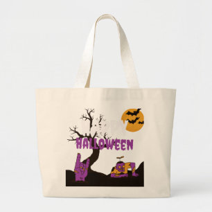 Grand Tote Bag La peur d'Halloween réelle attend