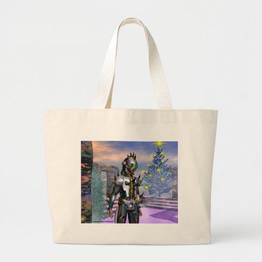 Grand Tote Bag La veille d'un Cyborg du Nouvel An est tombée de l (Devant)
