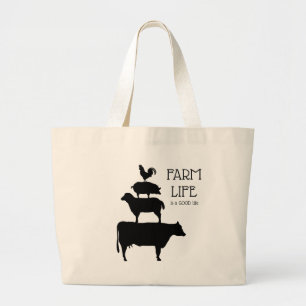 Grand Tote Bag La Vie Agricole Est Une Bonne Vie Avec Les Animaux