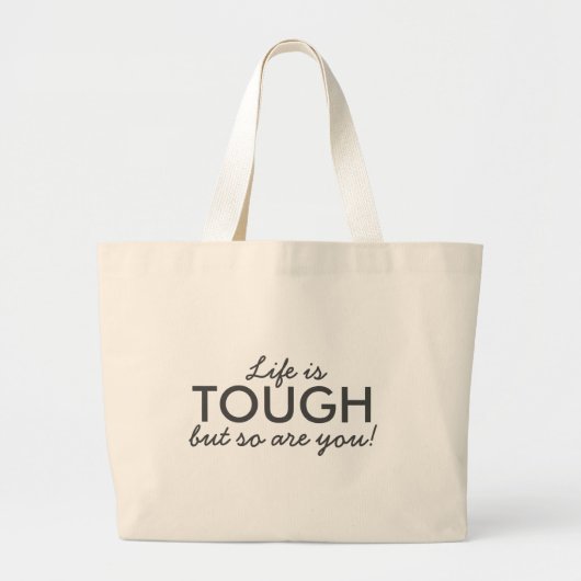 Grand Tote Bag La vie est dure | Moderne Tendance Style Citation (Devant)