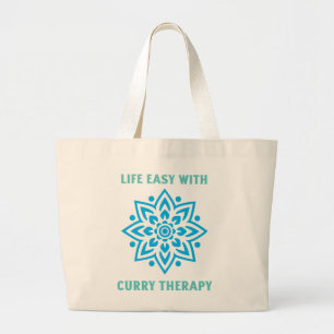 Grand Tote Bag La vie est facile avec la thérapie du curry Amateu