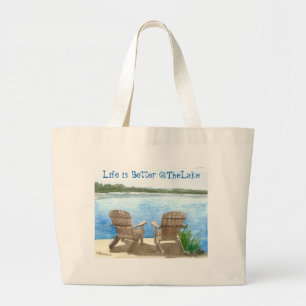Grand Tote Bag La vie est meilleure au lac