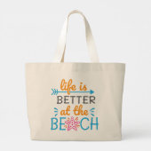 Grand Tote Bag La Vie Est Mieux À La Plage (Dos)