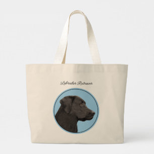 Grand Tote Bag Labrador Retriever Painting Black Lab Pet Chien Ar