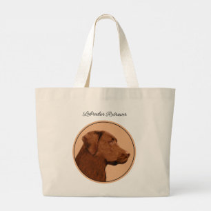 Grand Tote Bag Labrador Retriever Peinture Chocolat Lab Chien Art