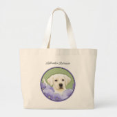 Grand Tote Bag Labrador Retriever Puppy Peinture Chien Jaune Art (Devant)