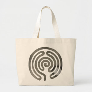 Grand Tote Bag labyrinthe argent antique