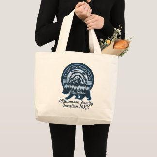 Grand Tote Bag Lac Tahoe Aventure Ours Famille de jumelage Vacanc