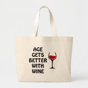 Grand Tote Bag L'Âge S'Améliore Avec Le Vin