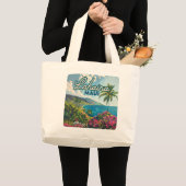 Grand Tote Bag Lahaina Maui Hawaii Beach Coast Retro (Devant (produit))