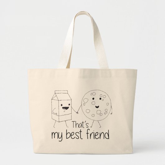 Grand Tote Bag Lait et biscuits Meilleurs amis BFF Friendship Art (Devant)