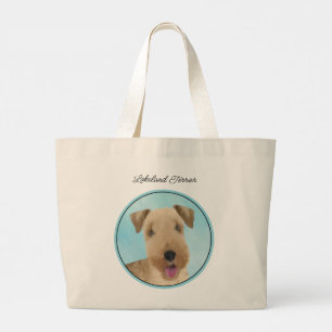 Grand Tote Bag Lakeland Terrier Peinture Cute Original Chien Art