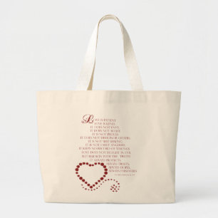 Grand Tote Bag L'amour est l'amour patient est gentil 1 Corinthie