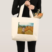 Grand Tote Bag Lapin blanc et Cheval jaune (Devant (produit))