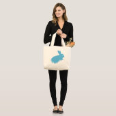 Grand Tote Bag Lapin bleu (Devant (modèle))
