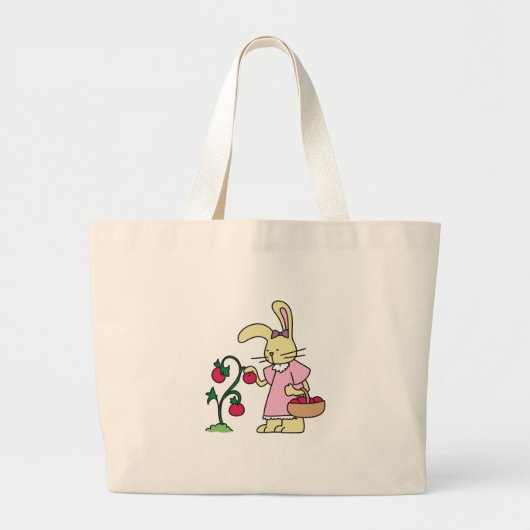 Grand Tote Bag Lapin dans le jardin de tomate (Devant)