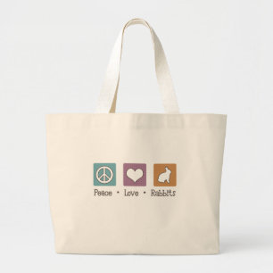 Grand Tote Bag Lapins d'amour de paix
