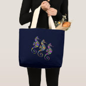 Grand Tote Bag L'arc-en-ciel d'hippocampe (Devant (produit))