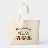 Grand Tote Bag L'avenir est VEGAN, avec des légumes (Devant)