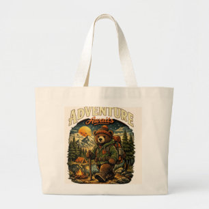 Grand Tote Bag L'aventure Attend - Ours de Randonnée Mignon Illus