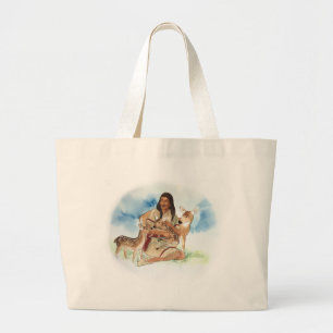 Grand Tote Bag Le clan de cerfs communs enfantent