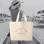 Grand Tote Bag Le Club Bach Couronne de Fille à Marier Rose Perso<br><div class="desc">Les sacs fourre-tout du Club Bach sont parfaits pour votre enterrement de vie de jeune fille sur le thème du club de plage. Couronne de club bach personnalisée rose en détresse. Personnalisez avec les détails de votre enterrement de vie de jeune fille... année, plage et destination. Parfait pour un enterrement...</div>