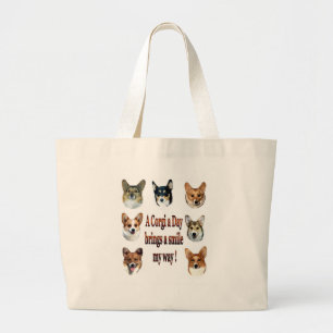 Grand Tote Bag Le corgi par jour apporte un sourire 7