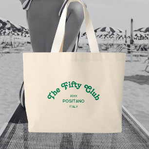 Grand Tote Bag Le Crest Rétro Vert Personnalisé du Club Cinquante