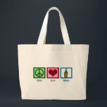 Grand Tote Bag Le débat sur l'amour pour la paix<br><div class="desc">Un grand cadeau d'équipe de discours et de débat avec un signe de paix,  le coeur,  et quelqu'un qui se tient derrière un podium parlant.</div>