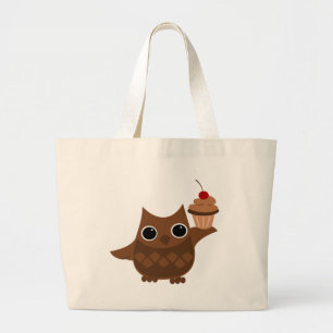 Grand Tote Bag Le hibou et le cupcake
