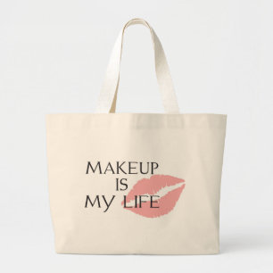Grand Tote Bag le maquillage est mes baisers de la vie