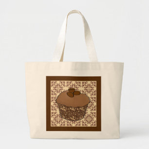 Grand Tote Bag Le moka/café a givré le petit gâteau, arrière -