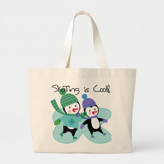 Grand Tote Bag Le patinage de pingouins est frais (Devant)