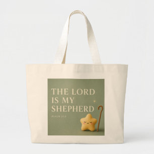 Grand Tote Bag Le Seigneur Est Mon Berger Psaume 23:1 Vert Sag