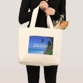 Grand Tote Bag L'eau avec des palmiers, PLAGE (Devant (produit))