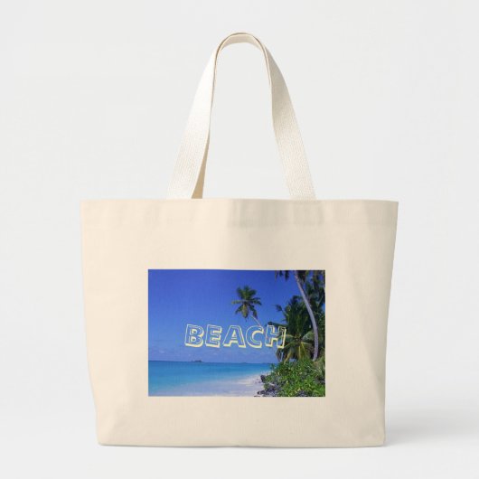 Grand Tote Bag L'eau avec des palmiers, PLAGE (Devant)