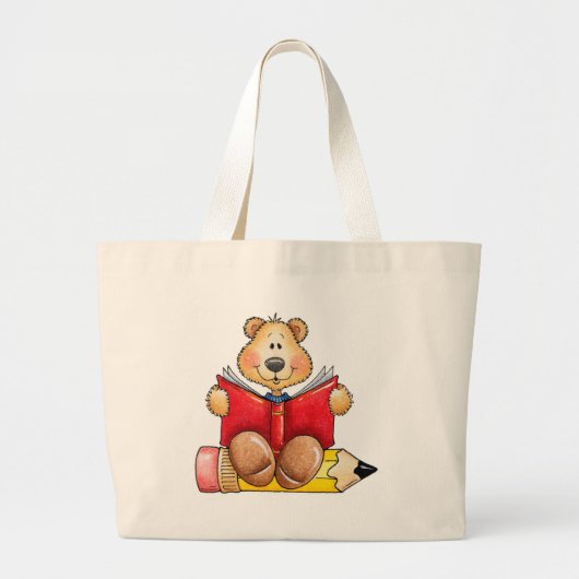 Grand Tote Bag Lecture d'ours de nounours (Devant)