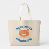 Grand Tote Bag Lecture est Pawsome drôle Livre amusant Toon Kitty (Dos)